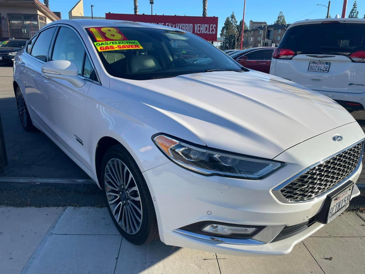 2018 WHITE /White Gold Ford Fusion Energi (3FA6P0SU0JR) , located at 744 E Miner Ave, Stockton, CA, 95202, (209) 944-5770, 37.956863, -121.282082 - PLUS TAXES AND FEES - Photo#0